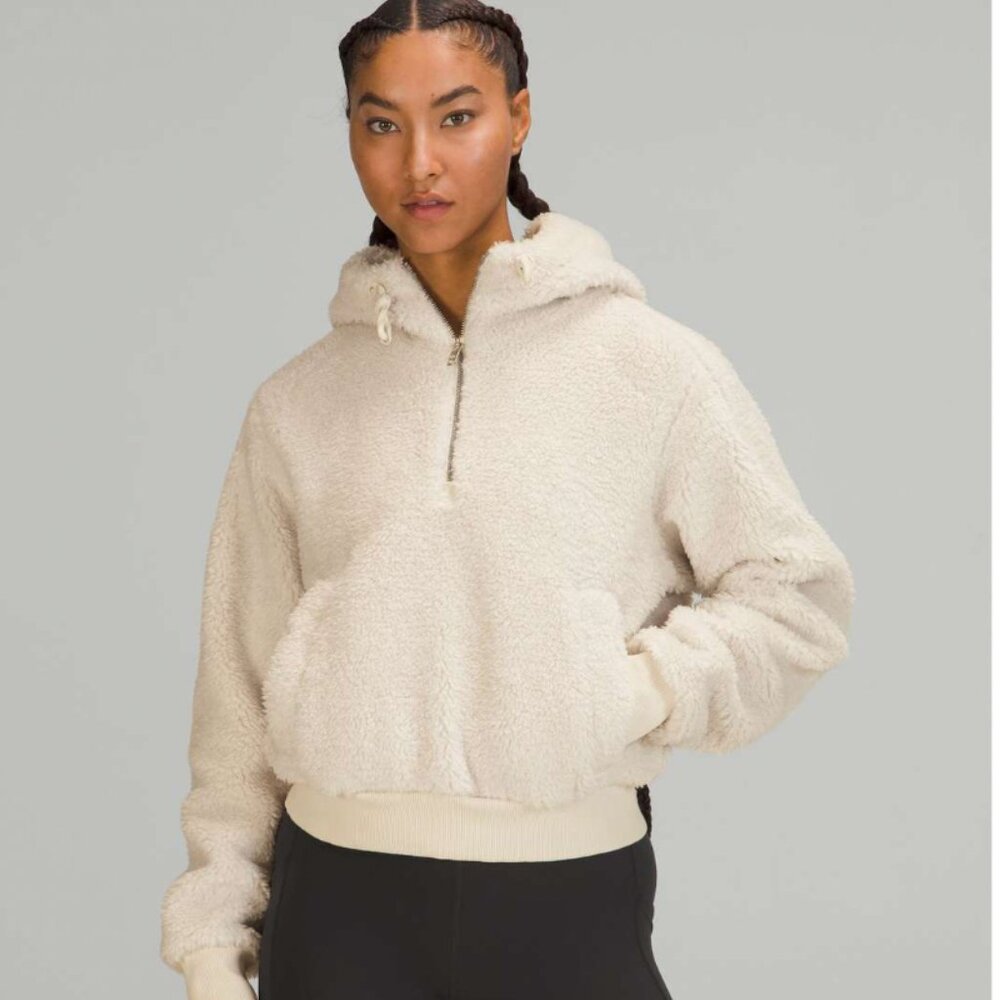 Lululemon Textured Fleece 1/2 Zip White Opal Size 4